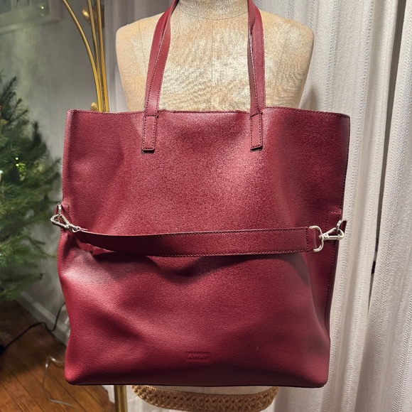 Away Handbags - The Longitude Tote in Ruby Leather